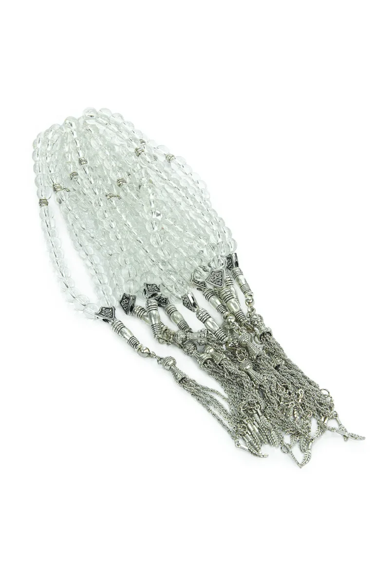 10 Adet 33lü Hac Umre Hediyelik Tesbih - Şeffaf Beyaz - 3