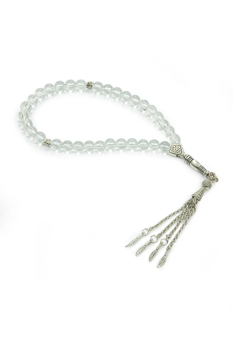 10 Adet 33lü Hac Umre Hediyelik Tesbih - Şeffaf Beyaz - 4