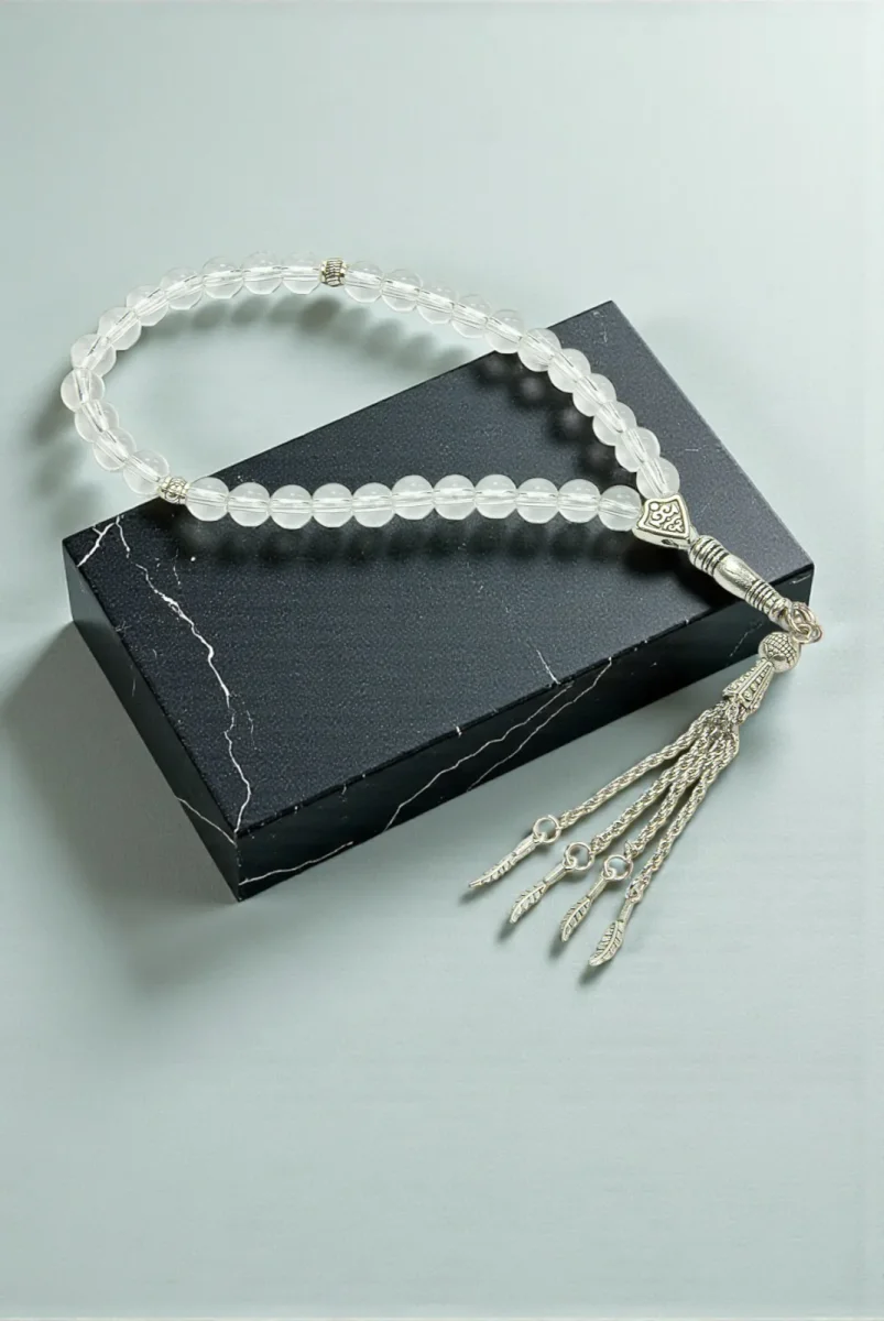 10 Adet 33lü Hac Umre Hediyelik Tesbih - Şeffaf Beyaz - 5