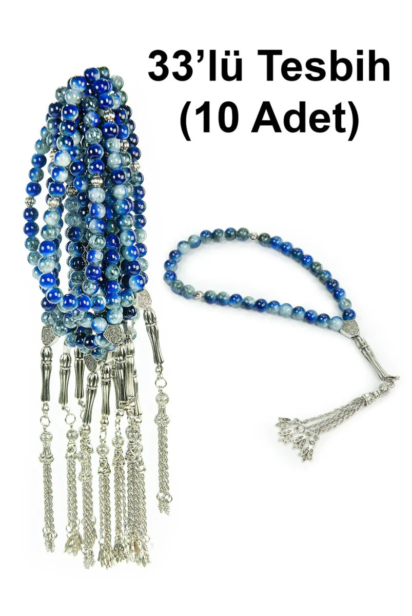 10 Adet 33lü Hac Umre Hediyelik Tesbih - Lacivert - 1