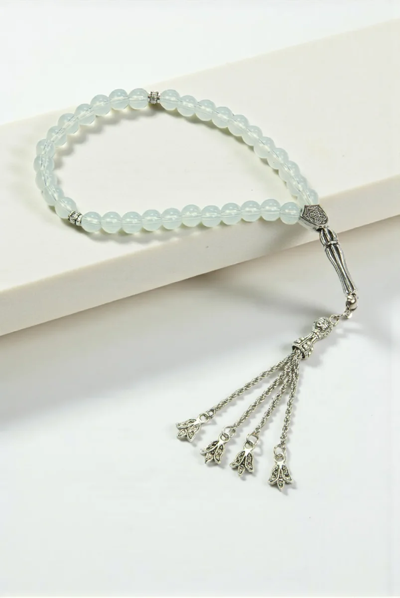 10 Adet 33lü Hac Umre Hediyelik Tesbih - Şeffaf Beyaz - 5