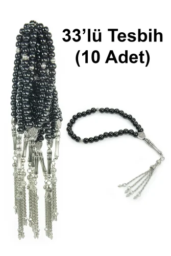 10 Adet 33lü Hac Umre Hediyelik Tesbih - Siyah 