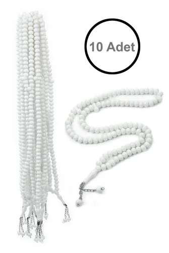 10 Adet 99lu Namaz Tesbihi 10mm Hac Umre Hediyelik - Beyaz 