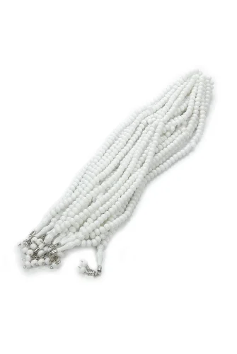 10 Adet 99lu Namaz Tesbihi 10mm Hac Umre Hediyelik - Beyaz - 4