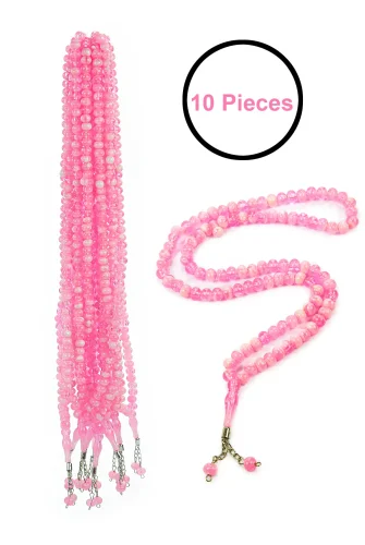 10 Adet 99lu Namaz Tesbihi 10mm Hac Umre Hediyelik - Pembe - 7