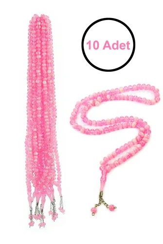 10 Adet 99lu Namaz Tesbihi 10mm Hac Umre Hediyelik - Pembe - 1