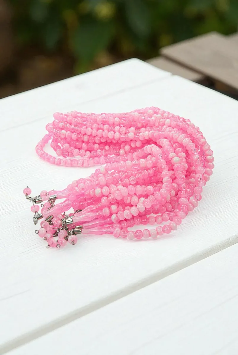10 Adet 99lu Namaz Tesbihi 10mm Hac Umre Hediyelik - Pembe - 2