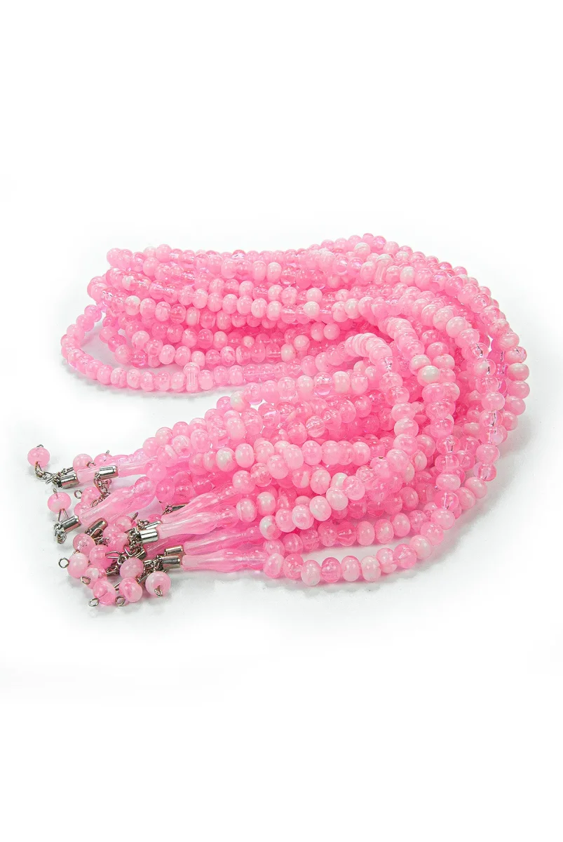10 Adet 99lu Namaz Tesbihi 10mm Hac Umre Hediyelik - Pembe - 5