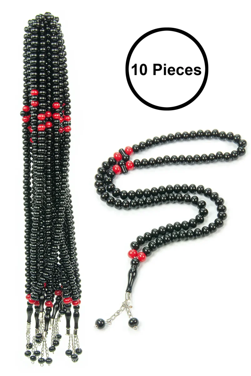 10 Adet 99lu Namaz Tesbihi 10mm Hac Umre Hediyelik - Siyah - 7