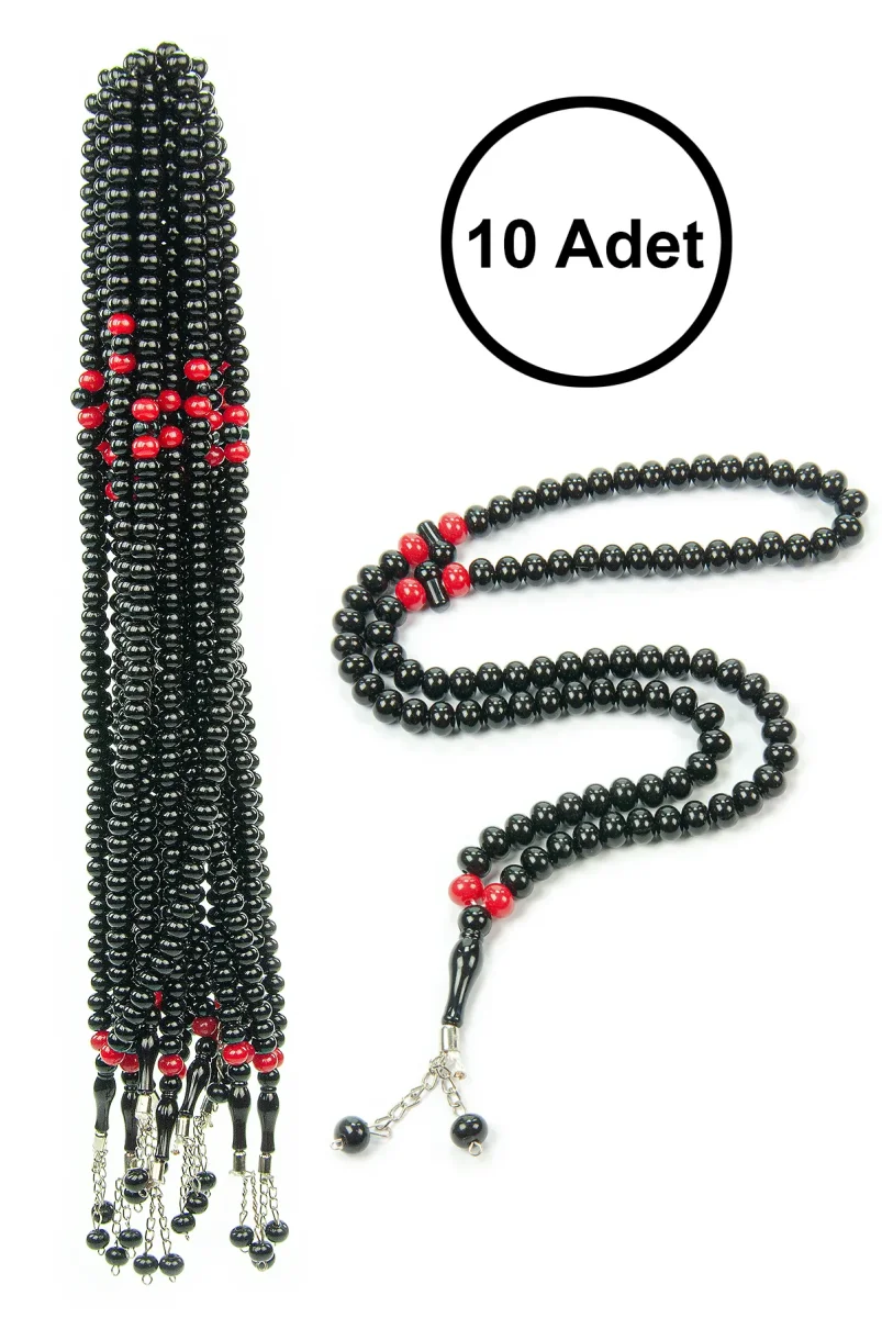 10 Adet 99lu Namaz Tesbihi 10mm Hac Umre Hediyelik - Siyah - 1