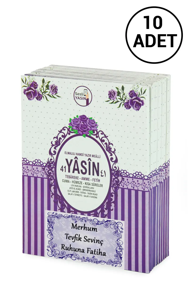 10 Adet Çanta Boy Yasin Kitabı 80 Sayfa Türkçe Mealli - Mor Renk - 1