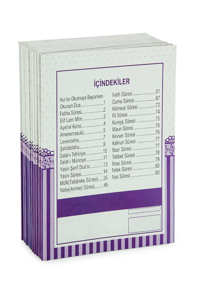 10 Adet Çanta Boy Yasin Kitabı 80 Sayfa Türkçe Mealli - Mor Renk - 2