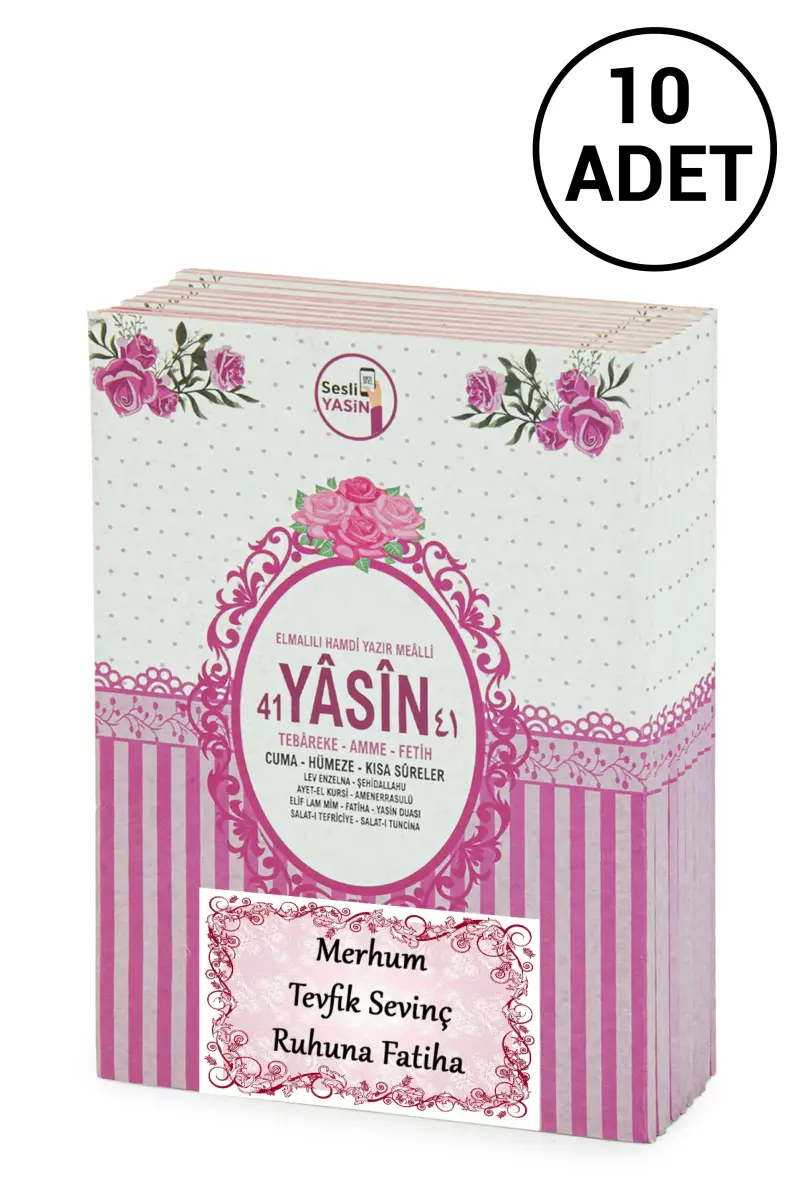 10 Adet Çanta Boy Yasin Kitabı 80 Sayfa Türkçe Mealli - Pembe Renk - 1