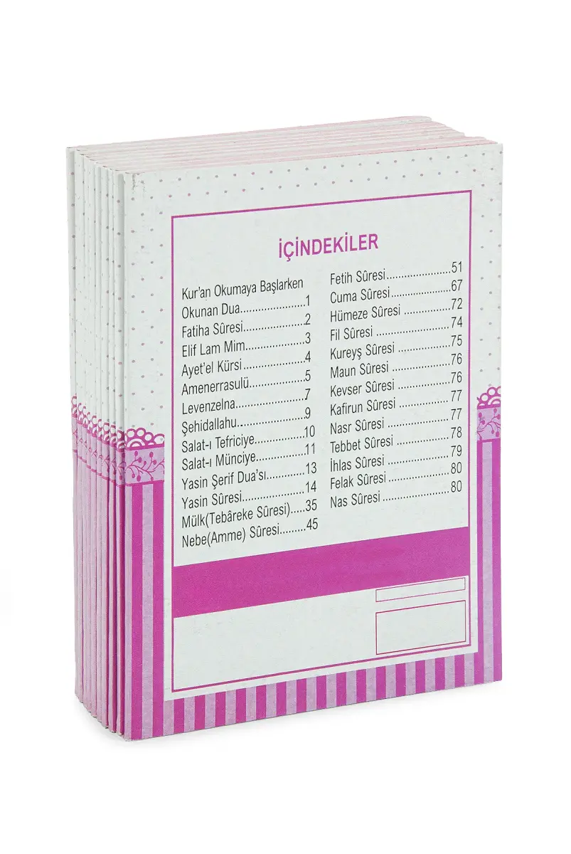 10 Adet Çanta Boy Yasin Kitabı 80 Sayfa Türkçe Mealli - Pembe Renk - 2