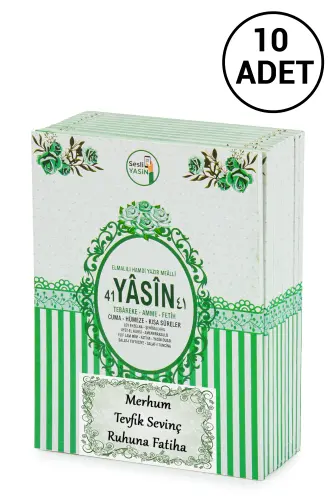 10 Adet Çanta Boy Yasin Kitabı 80 Sayfa Türkçe Mealli - Yeşil Renk - 1