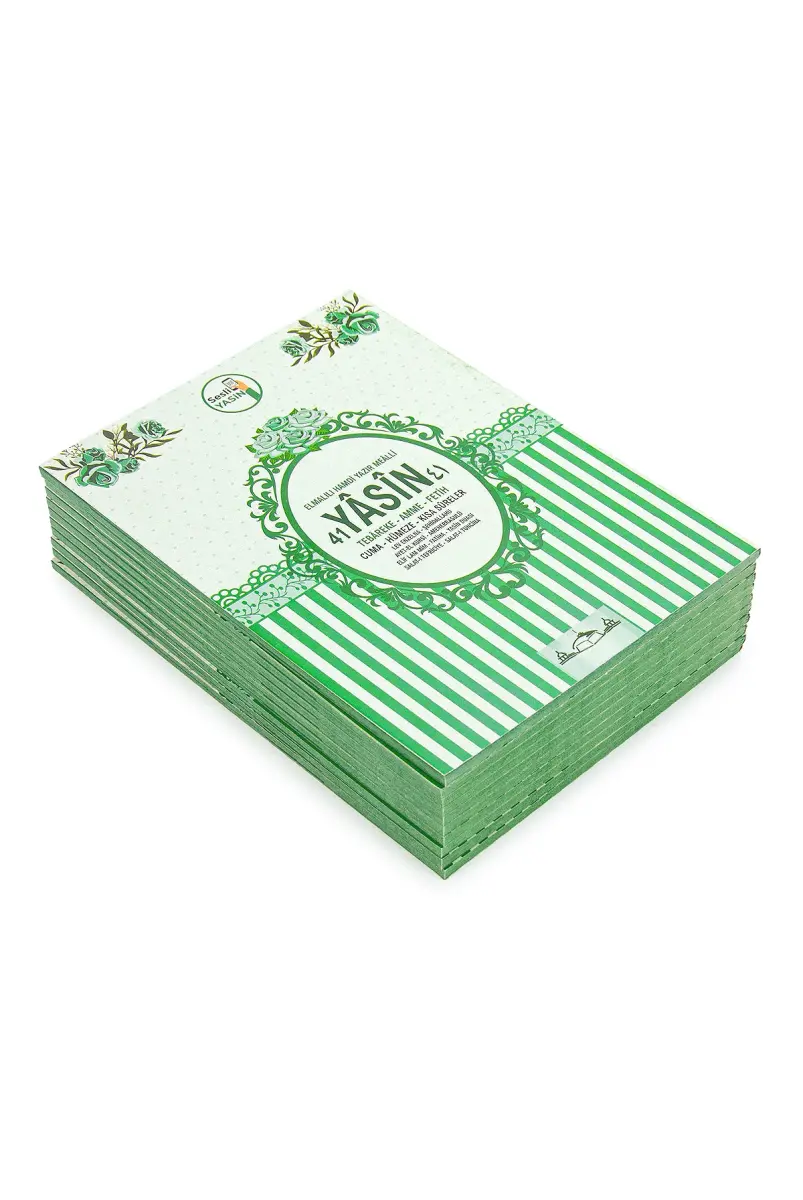 10 Adet Çanta Boy Yasin Kitabı 80 Sayfa Türkçe Mealli - Yeşil Renk - 2