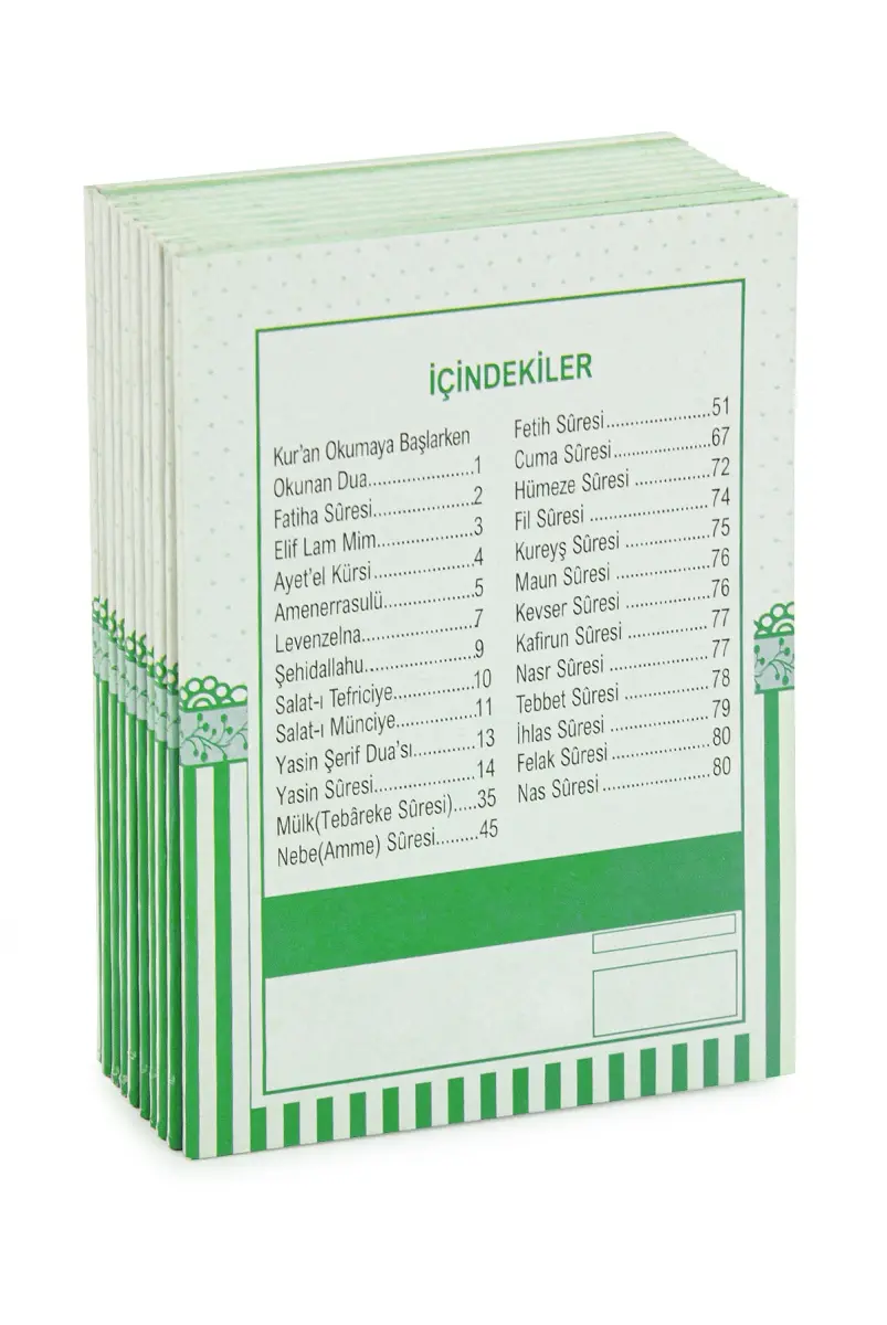10 Adet Çanta Boy Yasin Kitabı 80 Sayfa Türkçe Mealli - Yeşil Renk - 4