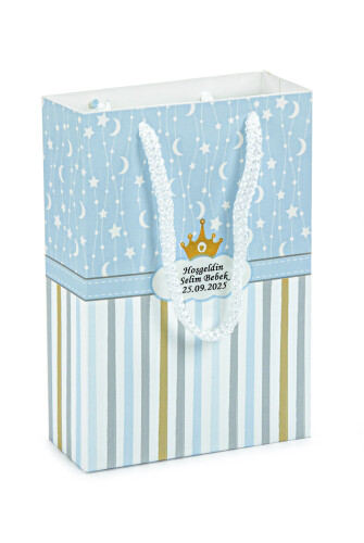 10 Adet Hediyelik 4'lü Mevlüt Seti - İsme Özel Etiketli - Çanta, Tesbih, Magnet, Yasin Kitabı - Mavi - 4