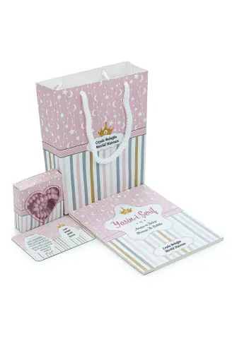 10 Adet Hediyelik 4'lü Mevlüt Seti - İsme Özel Etiketli - Çanta, Tesbih, Magnet Yasin Kitabı - Pembe - ihvanonline (1)