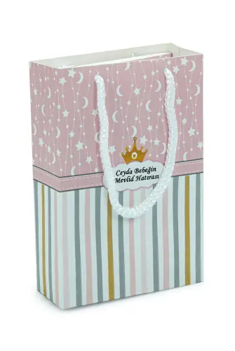 10 Adet Hediyelik 4'lü Mevlüt Seti - İsme Özel Etiketli - Çanta, Tesbih, Magnet Yasin Kitabı - Pembe - 3