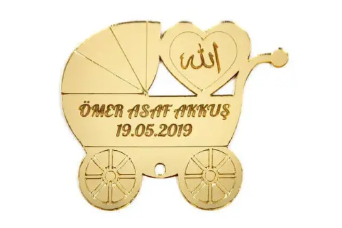 10 Adet Hediyelik Aynalı Pleksi Mıknatıslı Dolap Süsü Bebek Arabası Desen - İhvan (1)