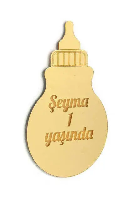 10 Adet Hediyelik Aynalı Pleksi Mıknatıslı Dolap Süsü Biberon Desen - 1