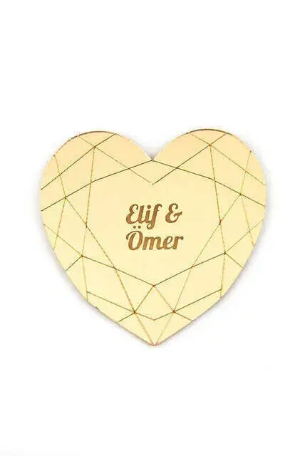 10 Adet Hediyelik Aynalı Pleksi Mıknatıslı Dolap Süsü Kalp Desenli - 1