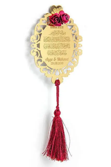 10 Adet Hediyelik Aynalı Pleksi Mıknatıslı Dolap Süsü Nazar Ayeti - 1