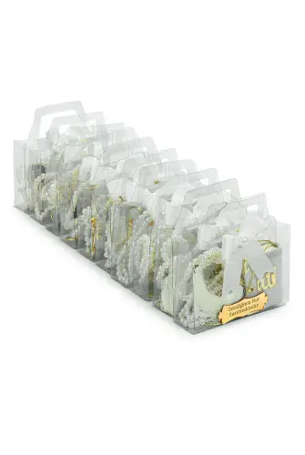 10 Adet İsme Özel Çantalı Mevlüt Hediyelik - Zikirmatik Tesbih Mini Kuranı Kerim Seti - Beyaz - 5