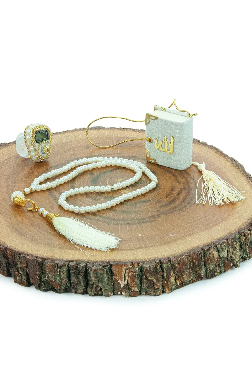 10 Adet İsme Özel Çantalı Mevlüt Hediyelik - Zikirmatik Tesbih Mini Kuranı Kerim Seti - Beyaz - 6