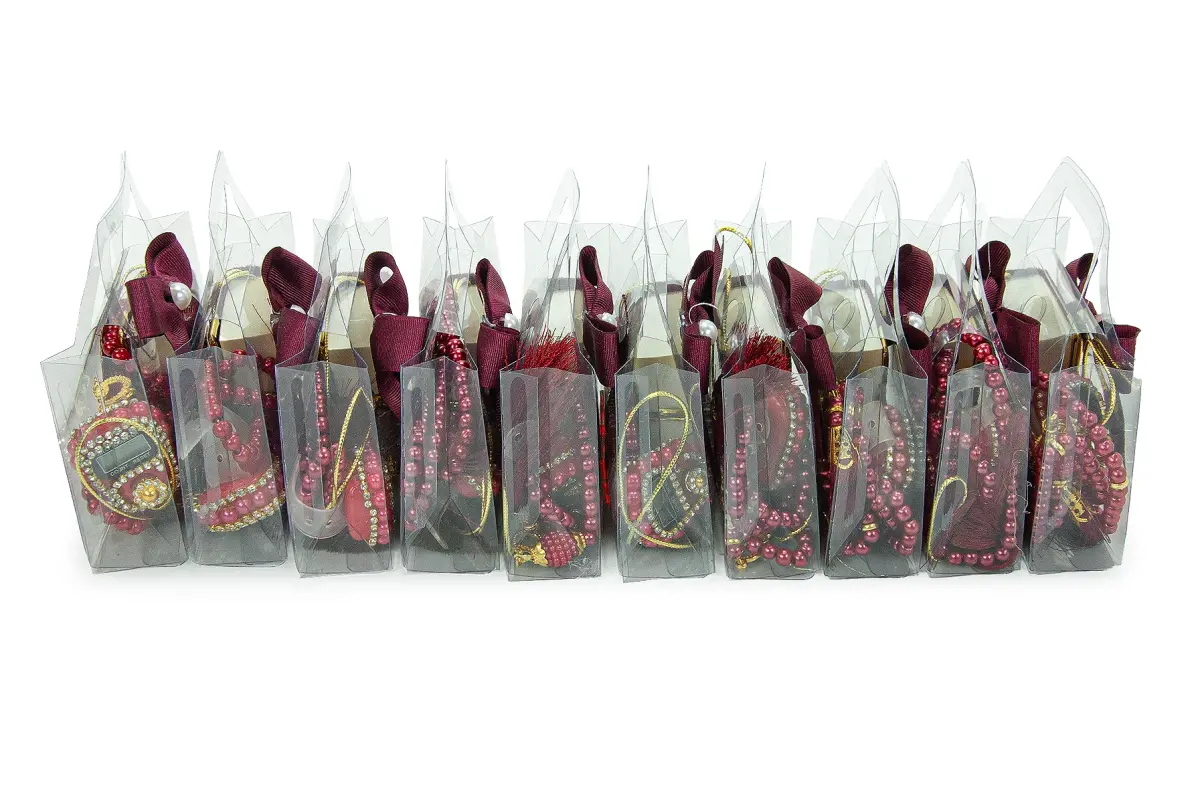 10 Adet İsme Özel Çantalı Mevlüt Hediyelik - Zikirmatik Tesbih Mini Kuranı Kerim Seti - Bordo - 7