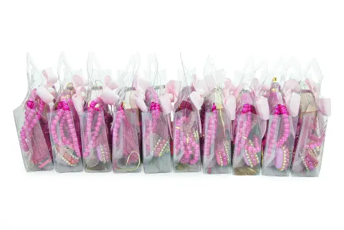 10 Adet İsme Özel Çantalı Mevlüt Hediyelik - Zikirmatik Tesbih Mini Kuranı Kerim Seti - Fuşya - 4