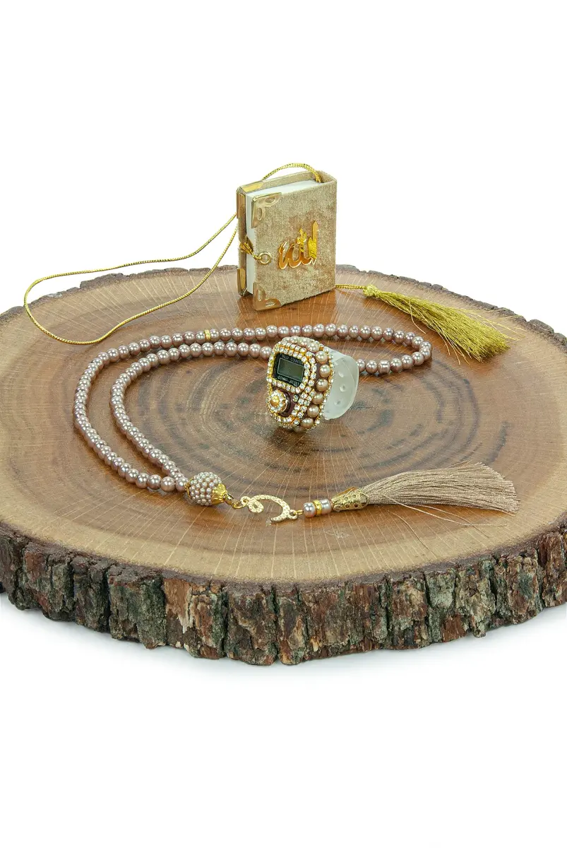 10 Adet İsme Özel Çantalı Mevlüt Hediyelik - Zikirmatik Tesbih Mini Kuranı Kerim Seti - Gold - 6