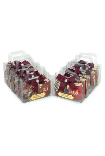 10 Adet İsme Özel Çantalı Mevlüt Hediyelik - Zikirmatik Tesbih Mini Kuranı Kerim Seti - Kırmızı - 3