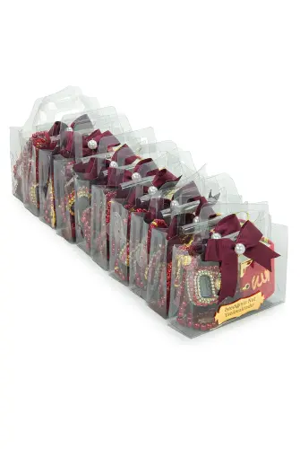 10 Adet İsme Özel Çantalı Mevlüt Hediyelik - Zikirmatik Tesbih Mini Kuranı Kerim Seti - Kırmızı - 4