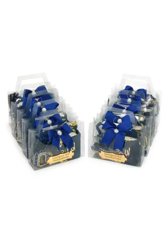 10 Adet İsme Özel Çantalı Mevlüt Hediyelik - Zikirmatik Tesbih Mini Kuranı Kerim Seti - Lacivert - 3