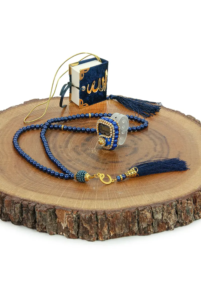 10 Adet İsme Özel Çantalı Mevlüt Hediyelik - Zikirmatik Tesbih Mini Kuranı Kerim Seti - Lacivert - 6
