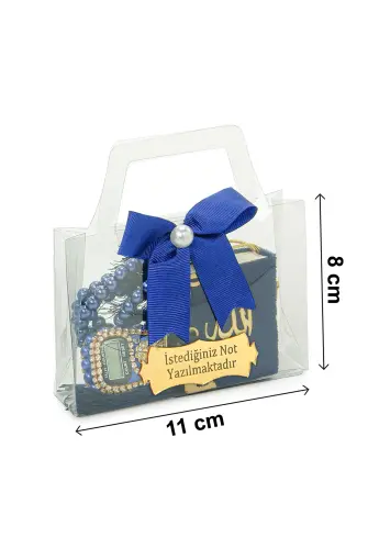 10 Adet İsme Özel Çantalı Mevlüt Hediyelik - Zikirmatik Tesbih Mini Kuranı Kerim Seti - Lacivert - 7