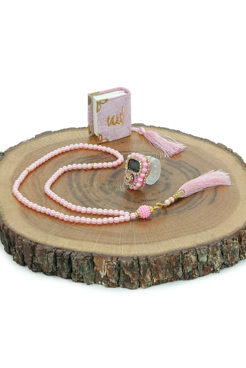 10 Adet İsme Özel Çantalı Mevlüt Hediyelik - Zikirmatik Tesbih Mini Kuranı Kerim Seti - Pembe - 6