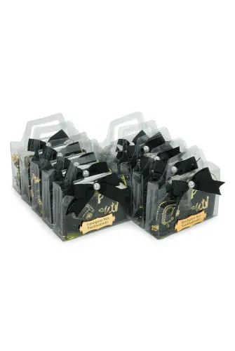 10 Adet İsme Özel Çantalı Mevlüt Hediyelik - Zikirmatik Tesbih Mini Kuranı Kerim Seti - Siyah - 4