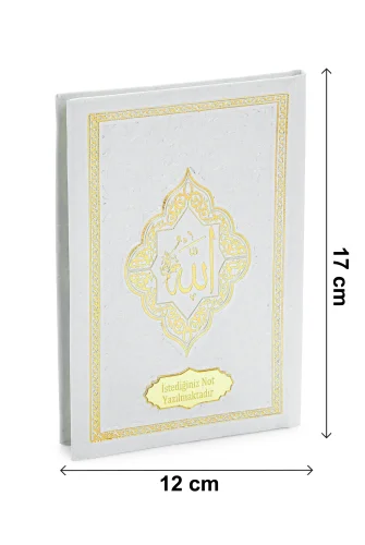 10 Adet İsme Özel Kabartmalı Mevlüt Hediyelik Ciltli Yasin Kitabı - Çanta Boy – 128 Sayfa - Beyaz - 9