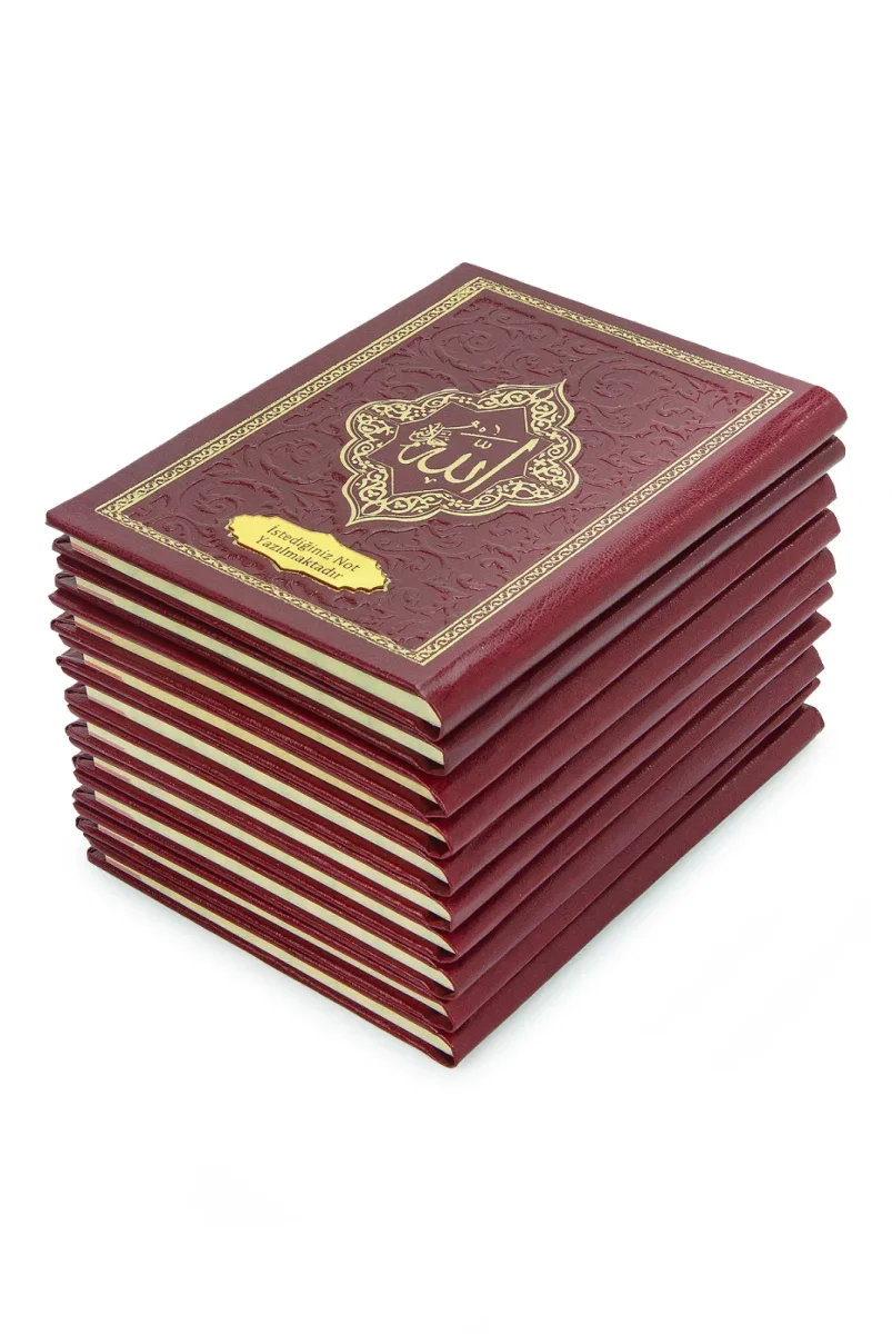 10 Adet İsme Özel Kabartmalı Mevlüt Hediyelik Ciltli Yasin Kitabı - Çanta Boy – 128 Sayfa - Kırmızı - 3