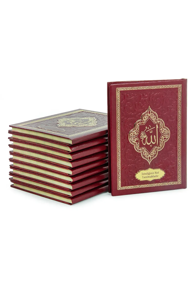 10 Adet İsme Özel Kabartmalı Mevlüt Hediyelik Ciltli Yasin Kitabı - Çanta Boy – 128 Sayfa - Kırmızı - 4