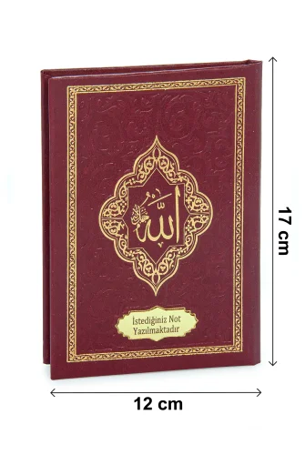 10 Adet İsme Özel Kabartmalı Mevlüt Hediyelik Ciltli Yasin Kitabı - Çanta Boy – 128 Sayfa - Kırmızı - 9