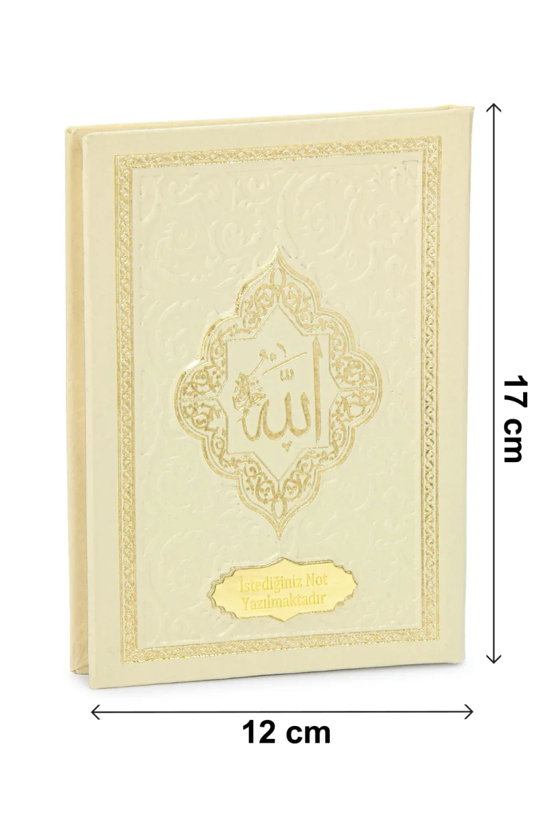10 Adet İsme Özel Kabartmalı Mevlüt Hediyelik Ciltli Yasin Kitabı - Çanta Boy – 128 Sayfa - Krem - 6