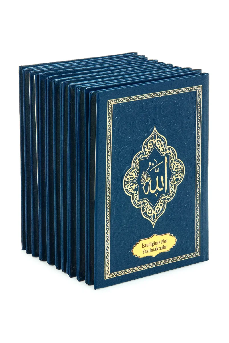 10 Adet İsme Özel Kabartmalı Mevlüt Hediyelik Ciltli Yasin Kitabı - Çanta Boy – 128 Sayfa - Lacivert - 2