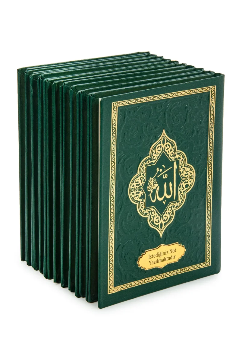 10 Adet İsme Özel Kabartmalı Mevlüt Hediyelik Ciltli Yasin Kitabı - Çanta Boy – 128 Sayfa - Yeşil - 2