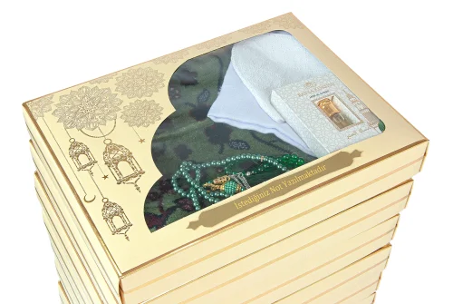 10 Adet İsme Özel Kutulu Mevlüt Hediyelik Seti – Ravza Seccade,Tesbih,Esans,Takke,Örtü Çeyizlik Set - 9