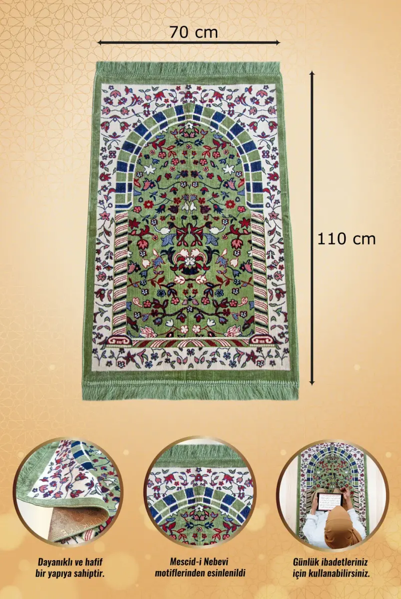 10 Adet Kadife Ravza Desenli Seccade - 9