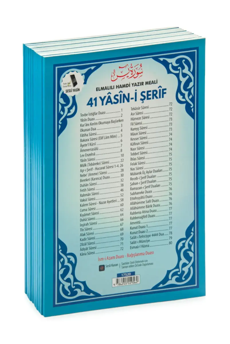 10 Adet Türkçe Mealli Orta Boy 80 Sayfa 41 Yasin - Mavi Renk - 3